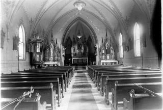 Inside view of St. Hubert's Church.  Circa 1900