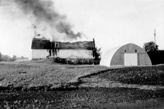 Barn fire at Harold & Leona Kerber's farm -  August 25, 1964