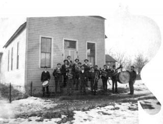 Chanhassen band in front of village hall - 1915