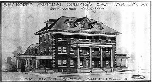 Architect's rendering of Shakopee Mineral Springs Sanatorium