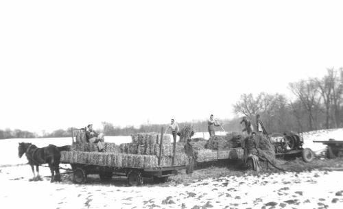 Baling straw on the John Kerber farm - February 7, 1944