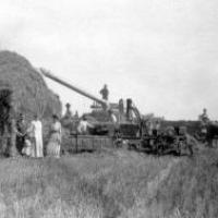 Threshing grain on John Kerber farm - circa 1922