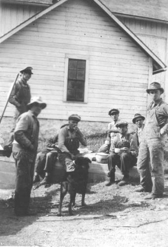 Taking a break from filling silo - 1943