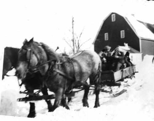 Paul and Appolonia "Franie" (Heibel) Vogel farm in winter - circa unknown