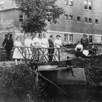 Small bridge over falls at Mudcura - circa unknown