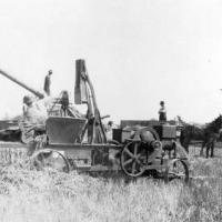 Baling straw on John & __________ Kerber farm - circa 1910