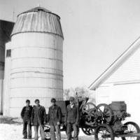 Portable baler on the John & _____ Kerber farm - circa 1940's