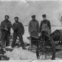 Cutting wood on Paul & Appolonia "Franie" (Heibel) Vogel's farm located at 105 Pioneer Trail - circa late 1920 's